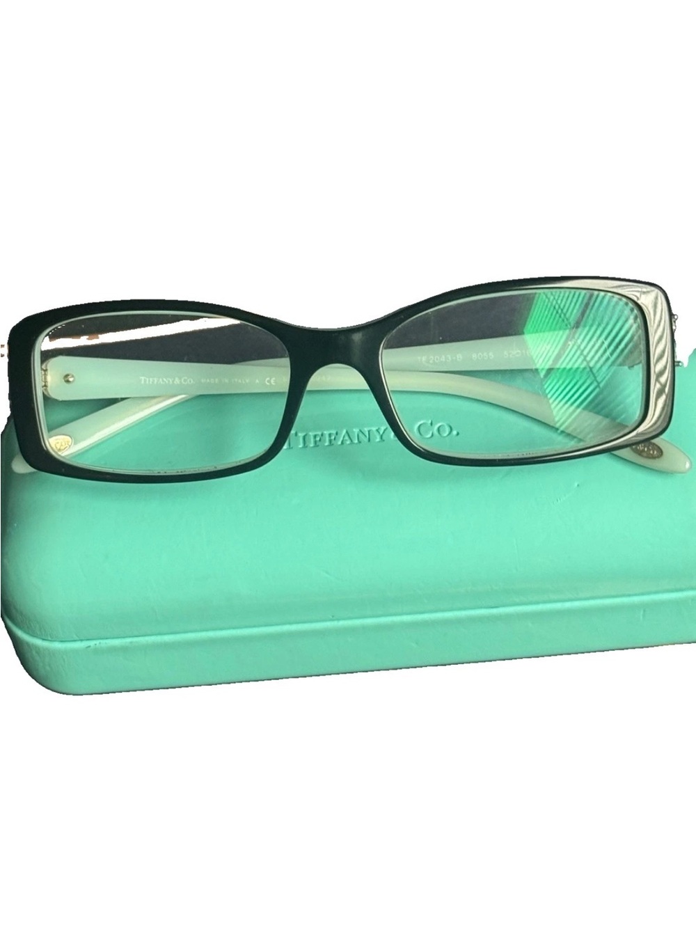 Tiffany & Co TF2043-B Black Crystal Flower Eyeglass Frames 52-16 w/ Case